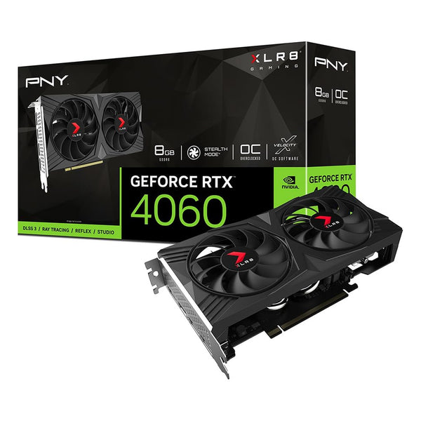 PNY GeForce RTX 4060 8GB Dual Fan Graphics Card — front view