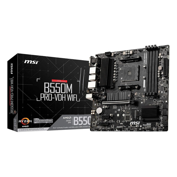 MSI B550M PRO-VDH WIFI Motherboard — B550 chipset, AM4 socket, Micro-ATX (1 of 5)