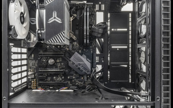 A fully assembled and cable-managed custom gaming PC